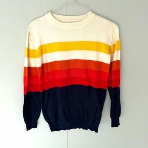 OXKNIT Women’s Vintage Multi-Colored Stripes Knitwear Sweater
